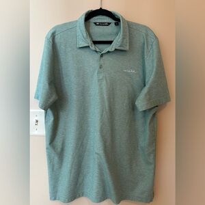 Travis Mathew Mens XL Polo Heather Teal Performance Golf Casual Stretch Collared